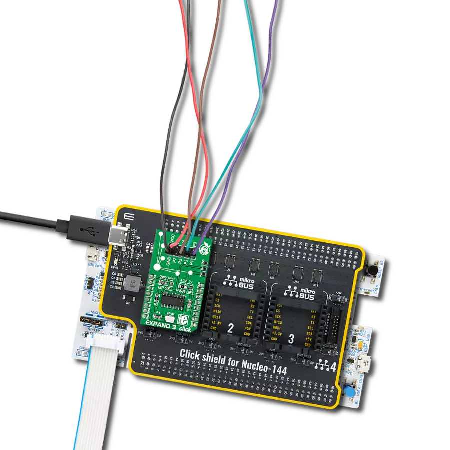 Expand 3 Click with Nucleo 144 with STM32F413ZH MCU