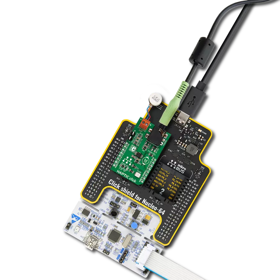 HAPTIC Click with Nucleo-64 with STM32F091RC MCU