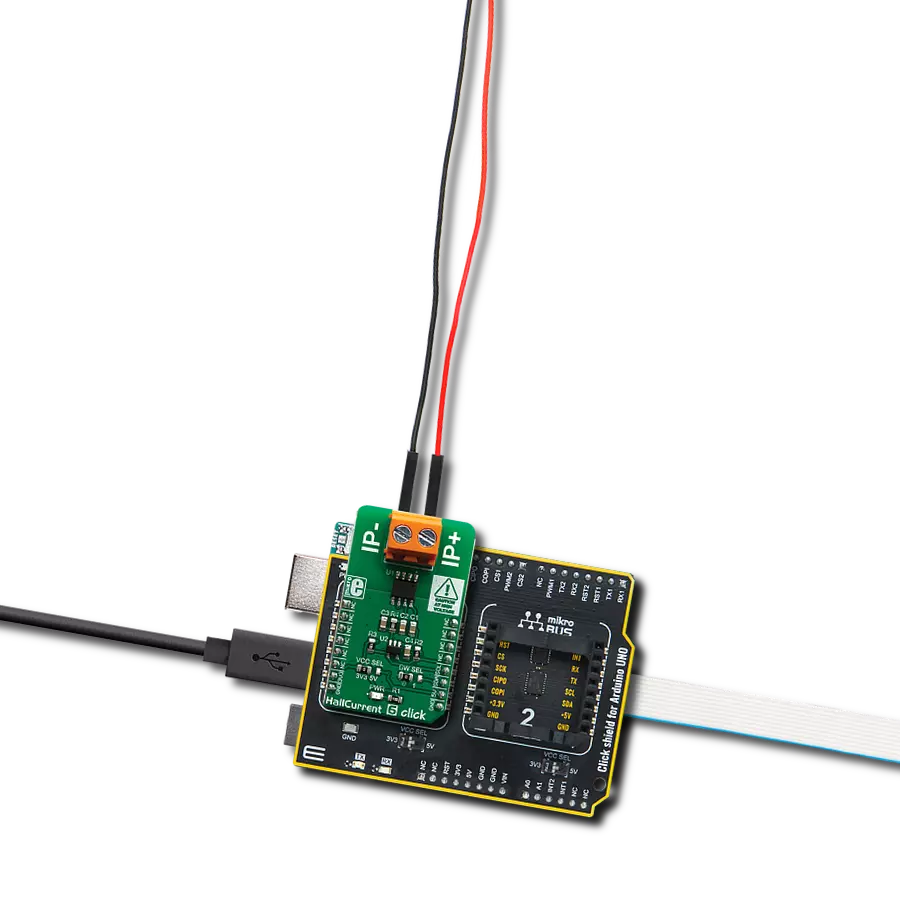 Hall Current 6 Click with Arduino UNO Rev3