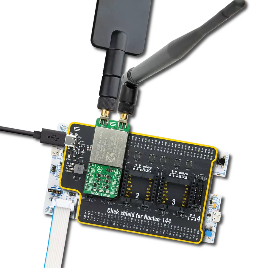 LTE Cat.1-US Click (for United States) with Nucleo 144 with STM32F413ZH MCU