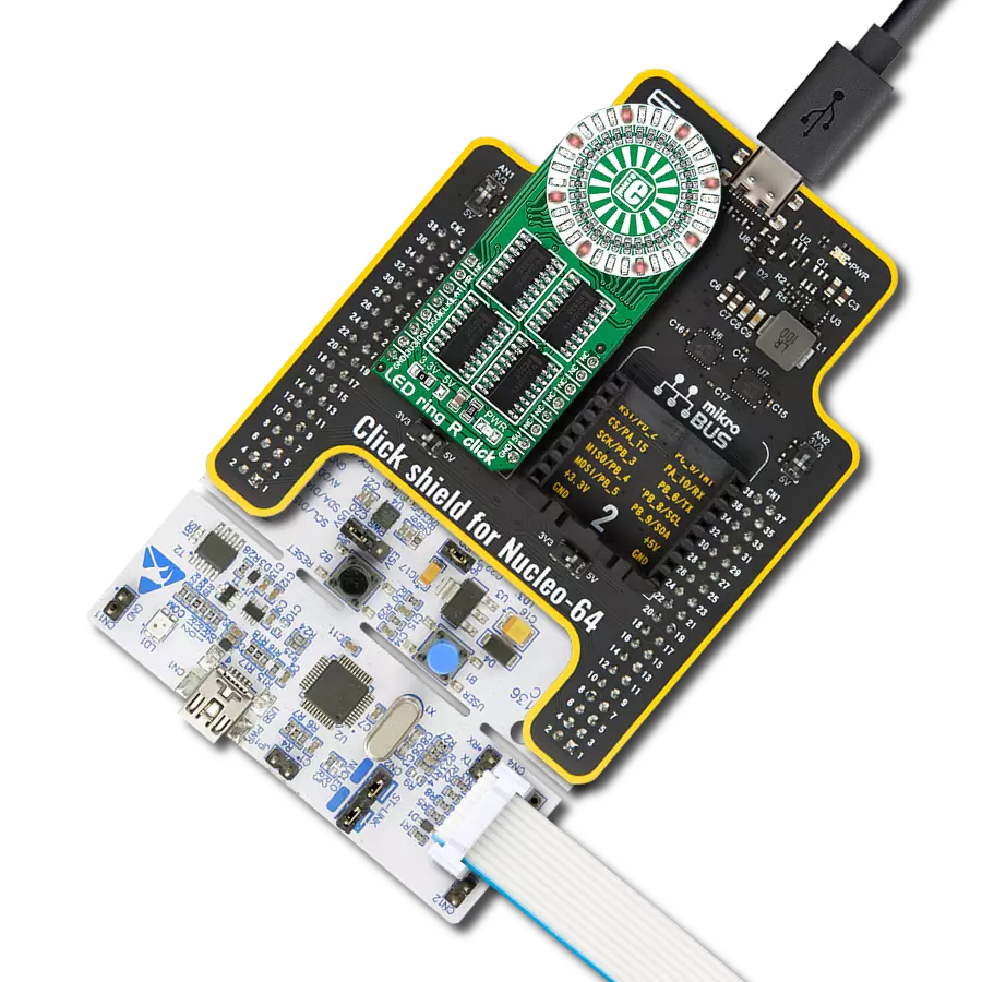 Led ring R Click with Nucleo-64 with STM32F091RC MCU