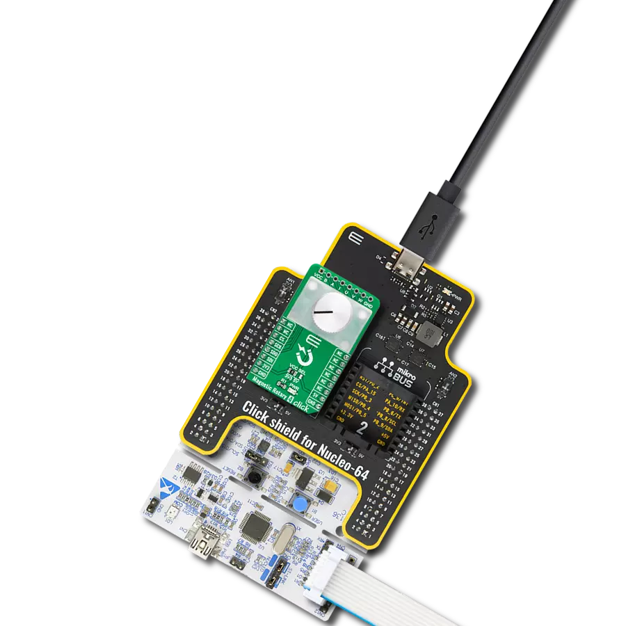 Magnetic Rotary 4 Click with Nucleo-64 with STM32F091RC MCU