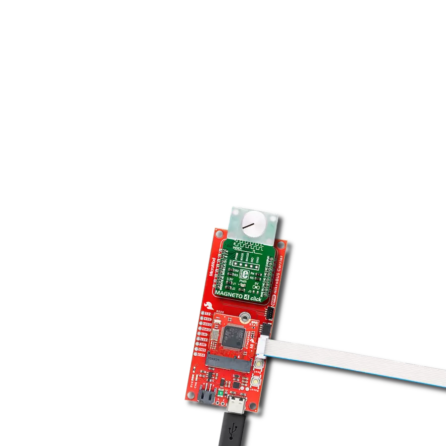 Magneto 4 Click with SparkFun MicroMod mikroBUS Carrier Board