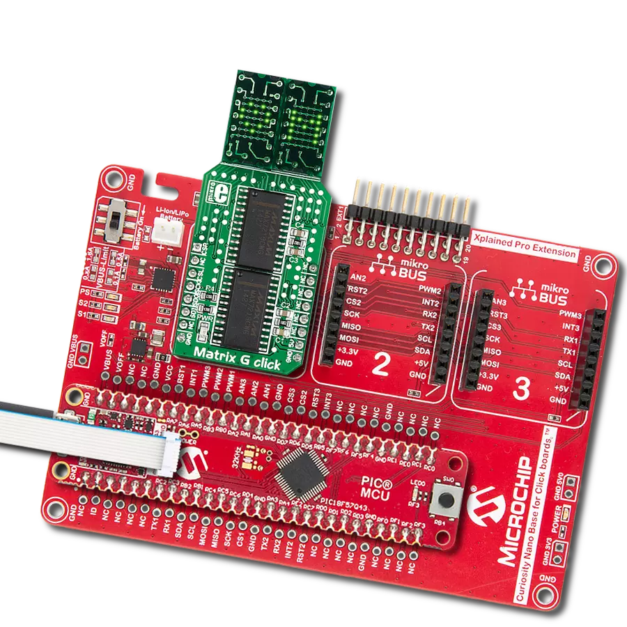 Maximize the impact of your visuals with dual green 5x7 displays using MAX7219 and PIC18F57Q43