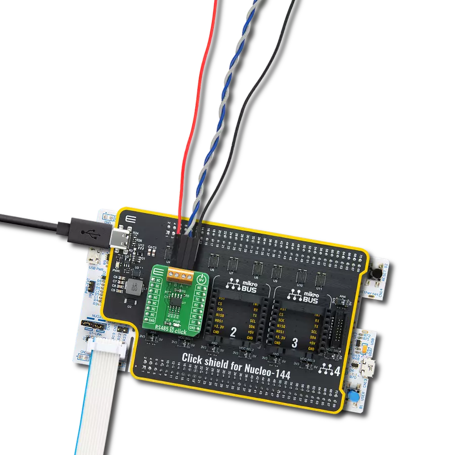 RS485 5 Click with Nucleo 144 with STM32F413ZH MCU