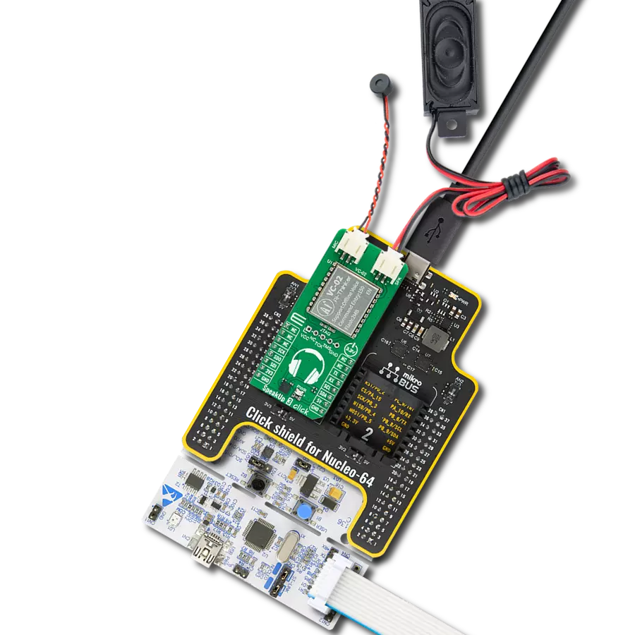 SpeakUp 3 Click with Nucleo-64 with STM32F091RC MCU