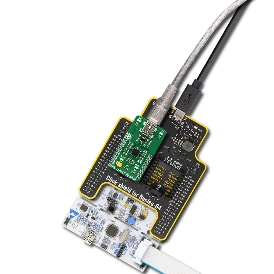 USB UART 3 Click with Nucleo-64 with STM32F091RC MCU
