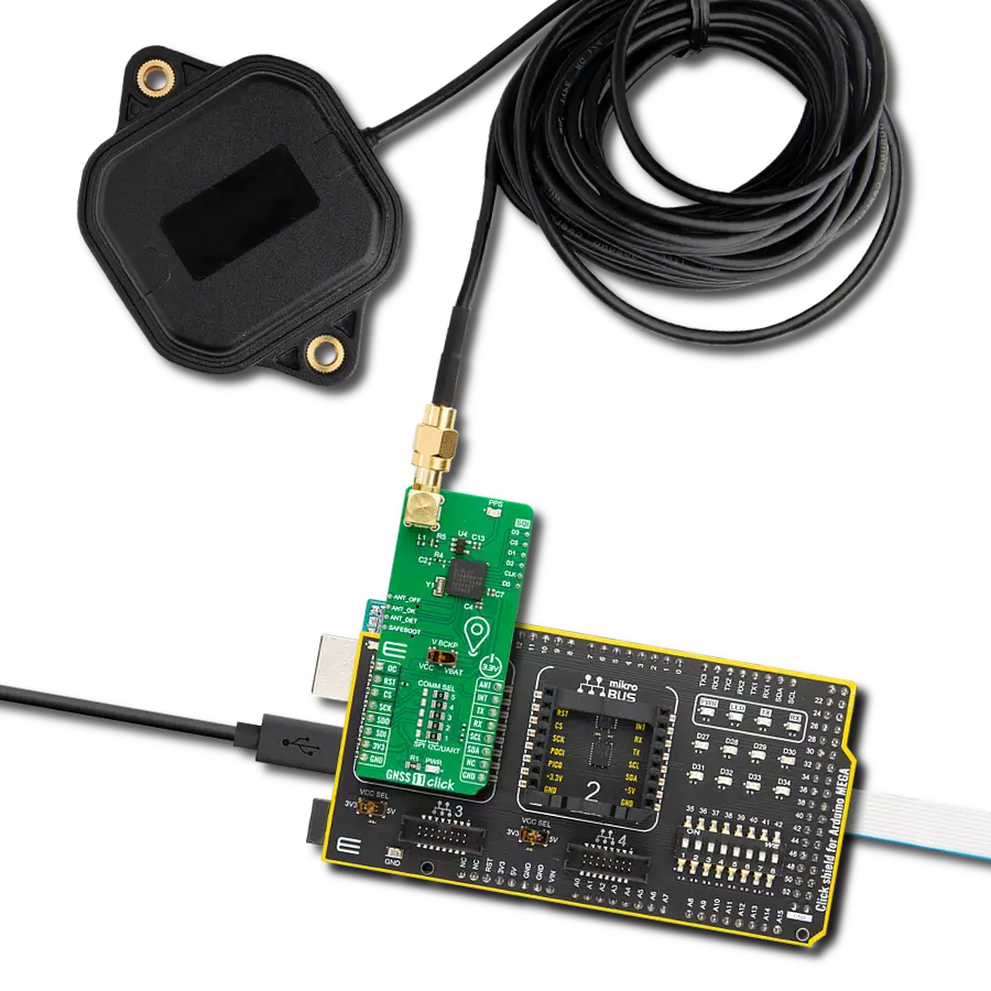 GNSS 11 Click with Arduino Mega 2560 Rev3