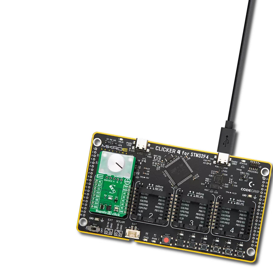 Magneto 14 Click with Clicker 4 for STM32F4