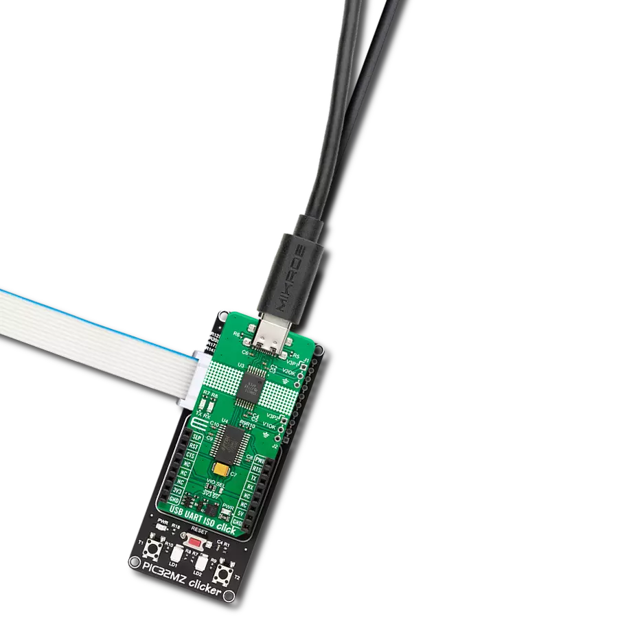 USB UART ISO Click with PIC32MZ clicker