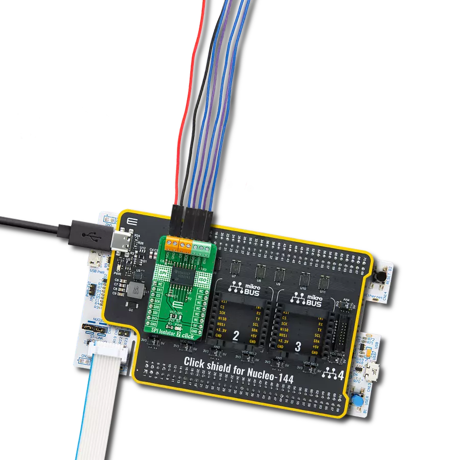 SPI Isolator 2 Click with Nucleo 144 with STM32F413ZH MCU