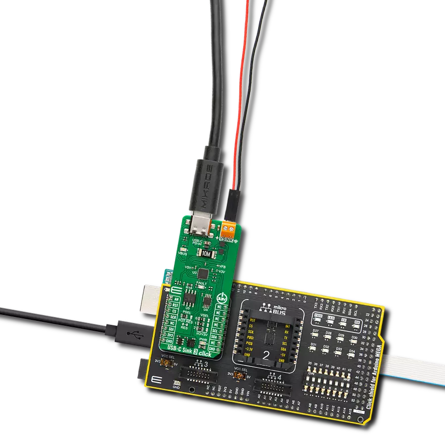 USB-C Sink 3 Click with Arduino Mega 2560 Rev3