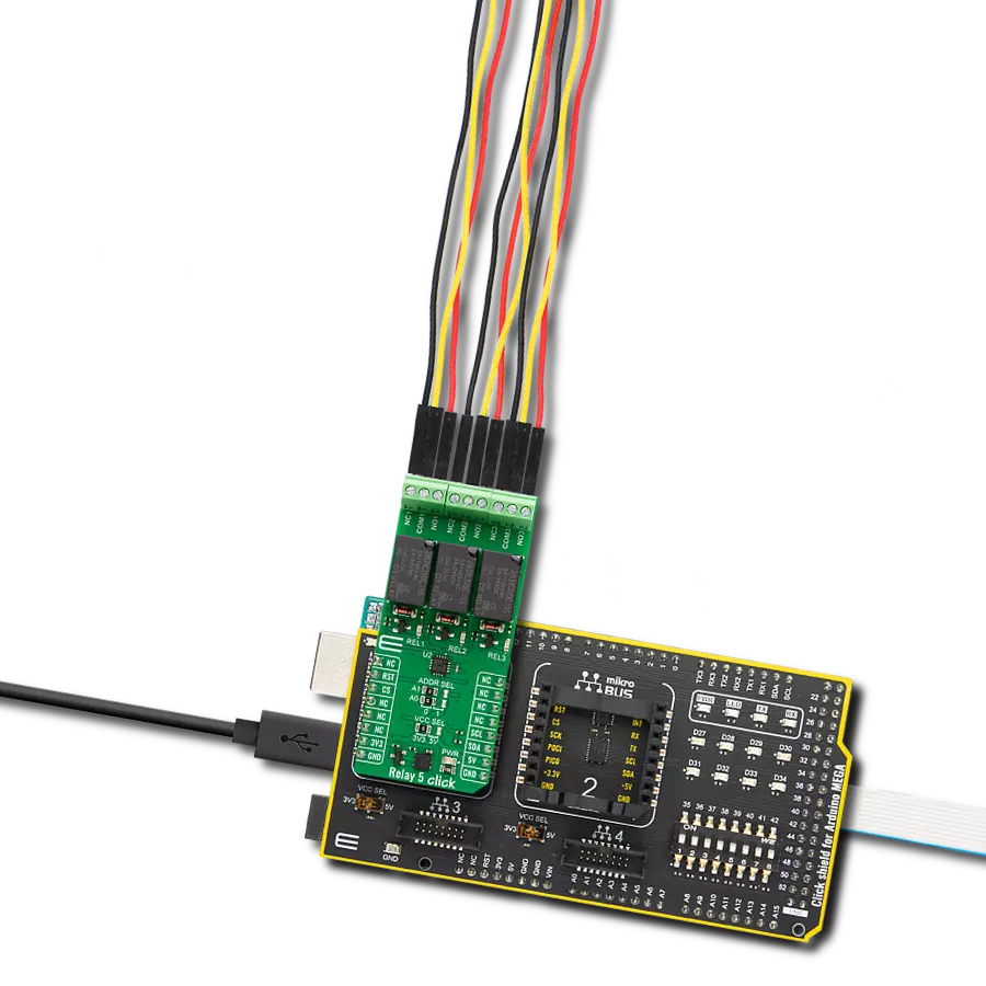 Relay 5 Click with Arduino Mega 2560 Rev3