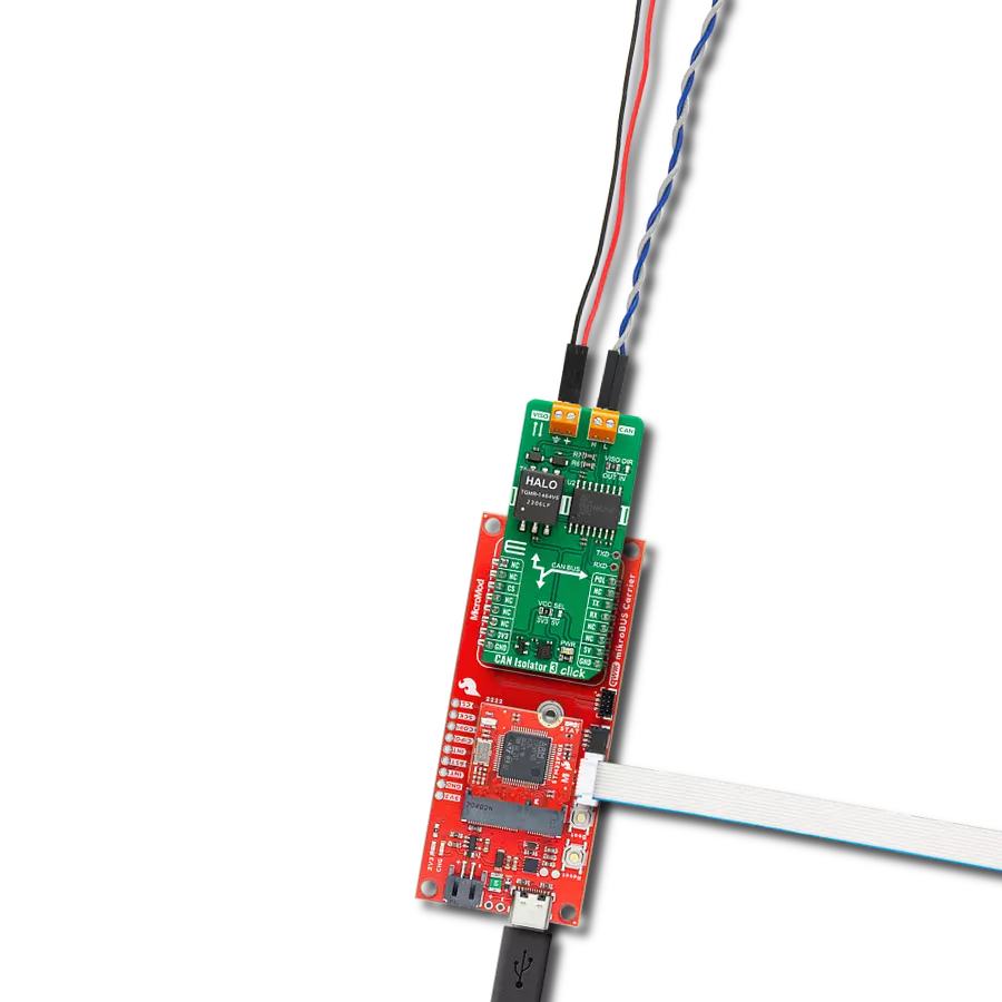 CAN Isolator 3 Click with SparkFun MicroMod mikroBUS Carrier Board