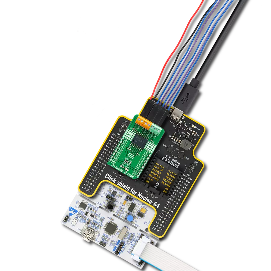 SPI Isolator 2 Click with Nucleo-64 with STM32F091RC MCU
