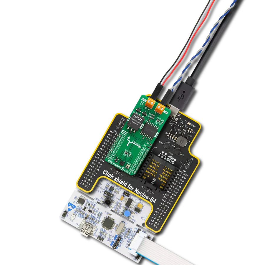 CAN Isolator 3 Click with Nucleo-64 with STM32F091RC MCU