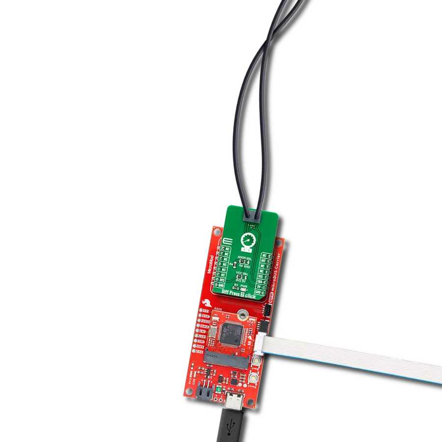 Diff Press 2 Click with SparkFun MicroMod mikroBUS Carrier Board