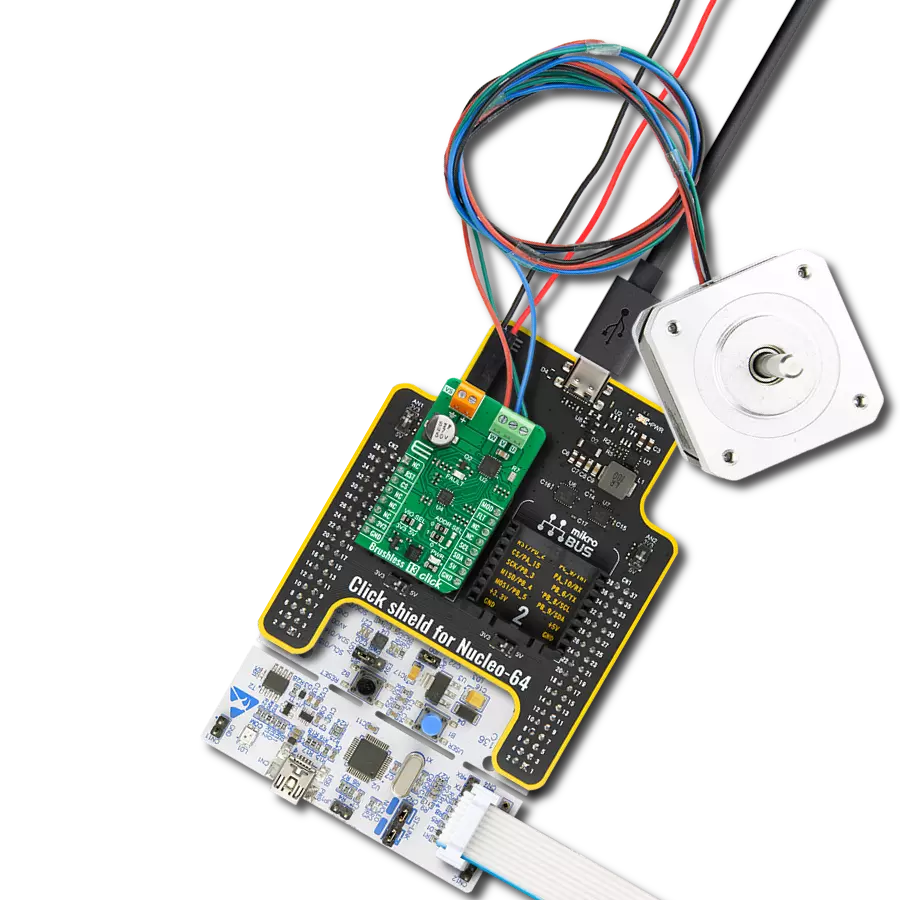 Brushless 13 Click with Nucleo-64 with STM32F091RC MCU