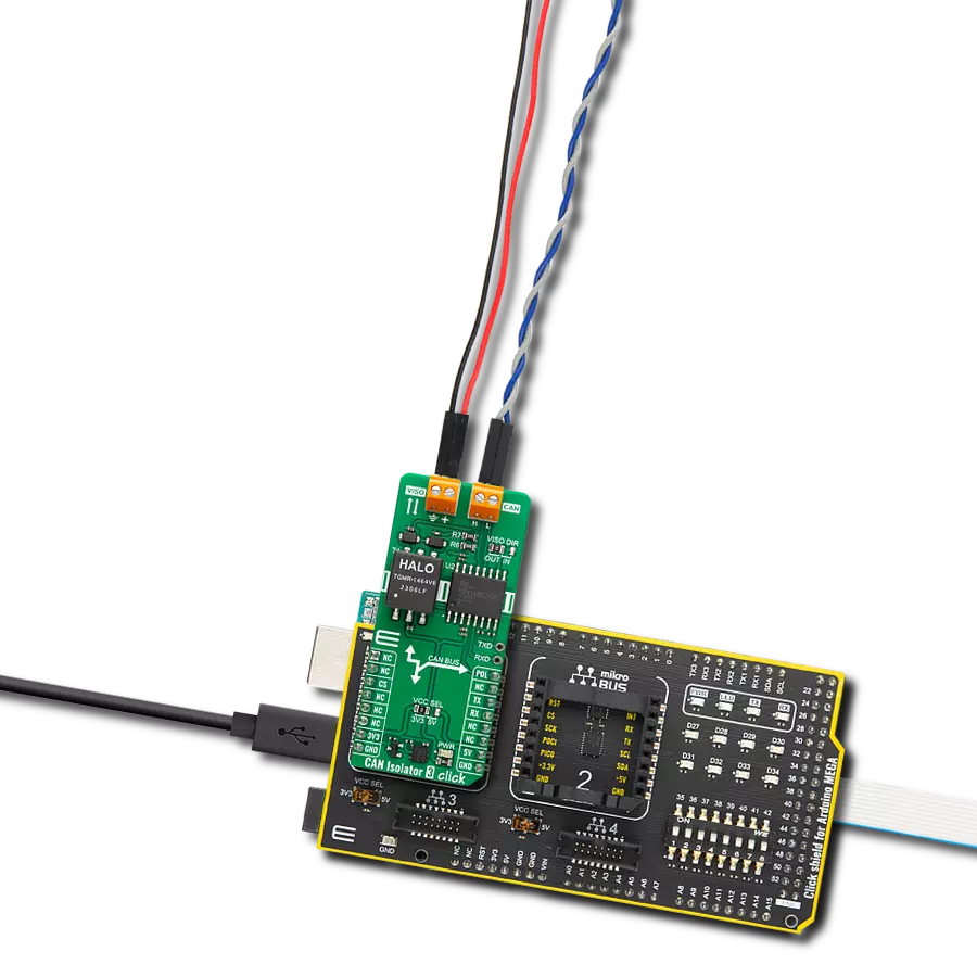 CAN Isolator 3 Click with Arduino Mega 2560 Rev3