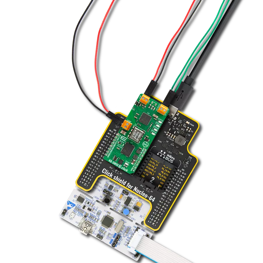 AD-SWIO 3 Click with Nucleo-64 with STM32F091RC MCU