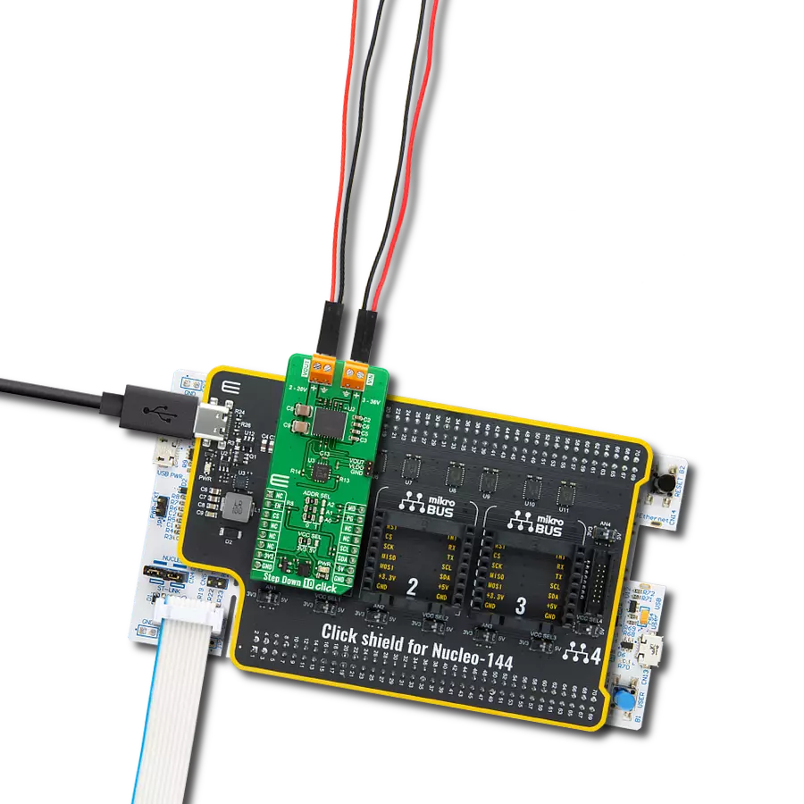 Step Down 10 Click with Nucleo 144 with STM32F413ZH MCU