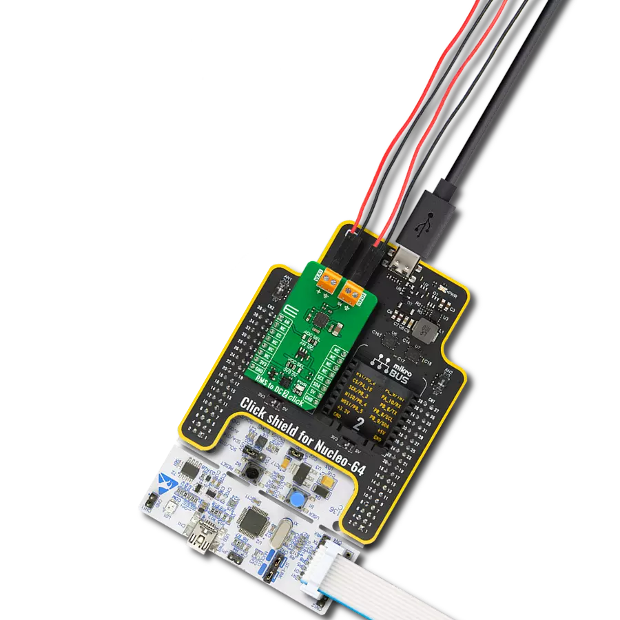 RMS to DC 2 Click with Nucleo-64 with STM32F091RC MCU