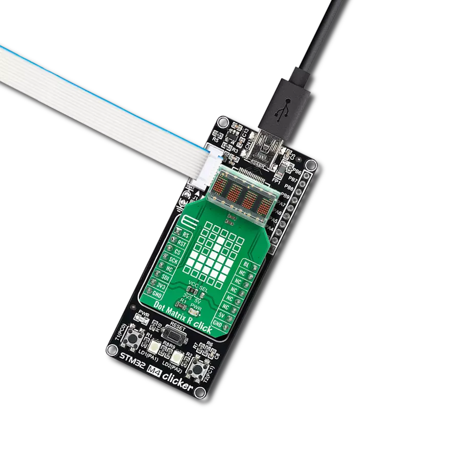 Dot Matrix R Click with STM32 M4 clicker