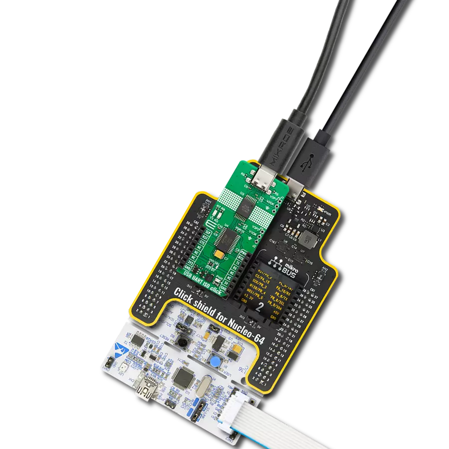 USB UART ISO Click with Nucleo-64 with STM32F091RC MCU