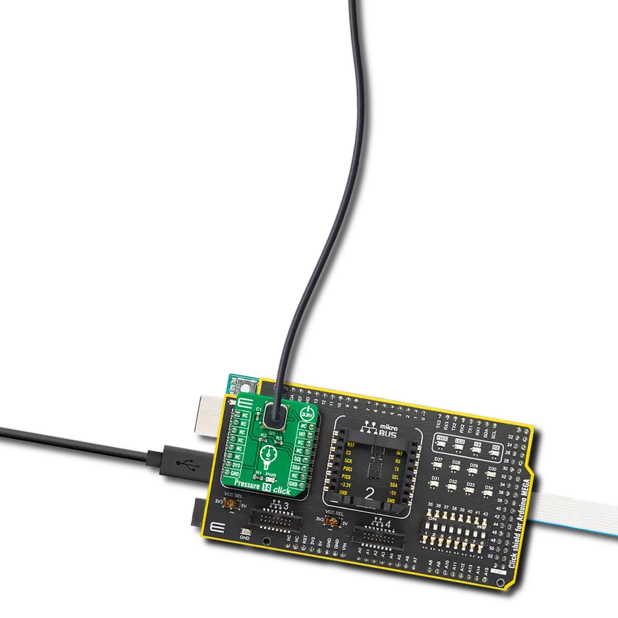 Pressure 14 Click with Arduino Mega 2560 Rev3