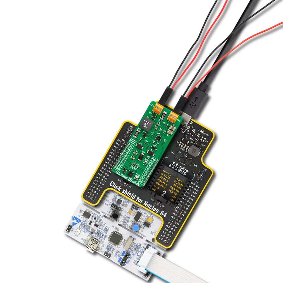 LED Driver 17 Click with Nucleo-64 with STM32F091RC MCU