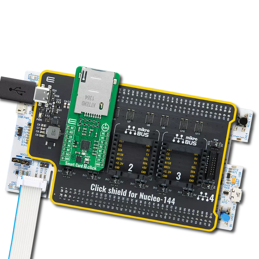 Smart Card 2 Click with Nucleo 144 with STM32F413ZH MCU