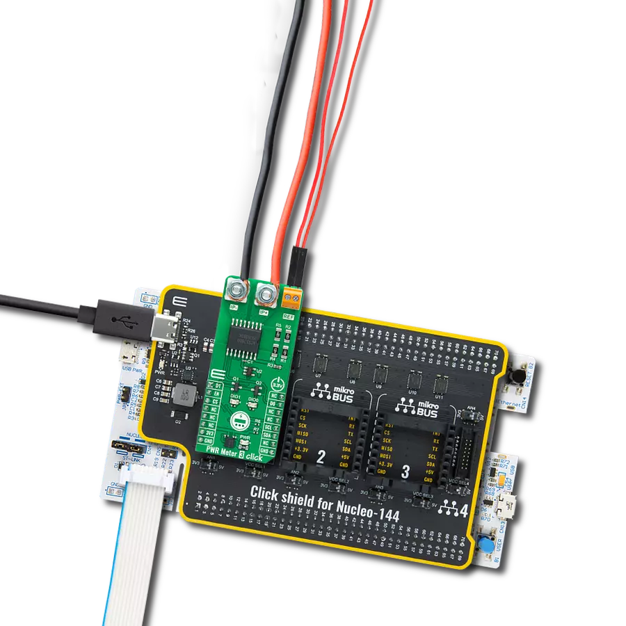 PWR Meter 3 Click - 90A with Nucleo 144 with STM32F413ZH MCU