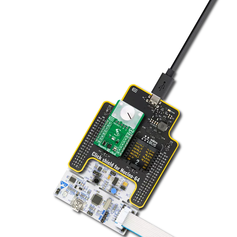 Magneto 14 Click with Nucleo-64 with STM32L073RZ MCU