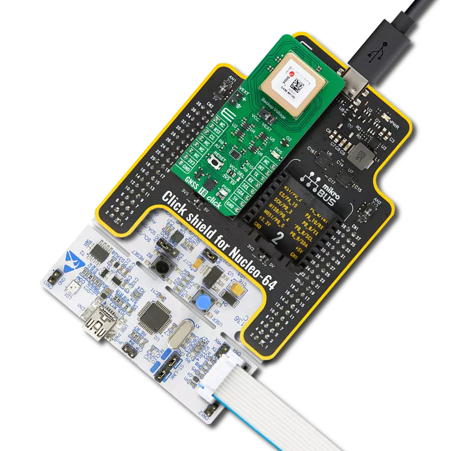 GNSS 18 Click with Nucleo-64 with STM32F030R8 MCU