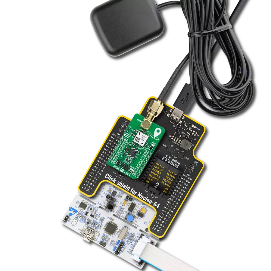 GNSS 17 Click with Nucleo-64 with STM32F030R8 MCU