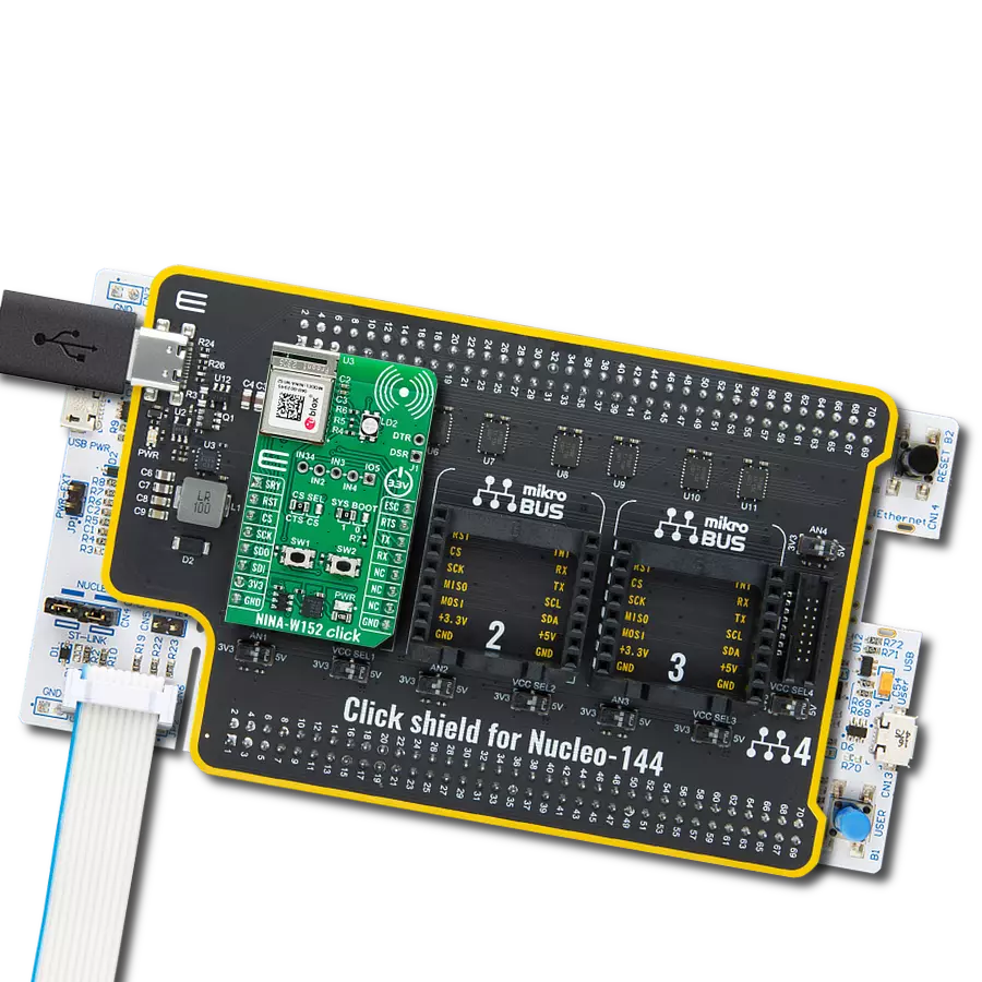 NINA-W152 Click with Nucleo 144 with STM32F413ZH MCU