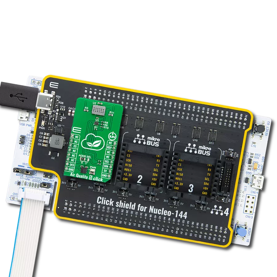 Air quality 5 Click with Nucleo 144 with STM32L4A6ZG MCU