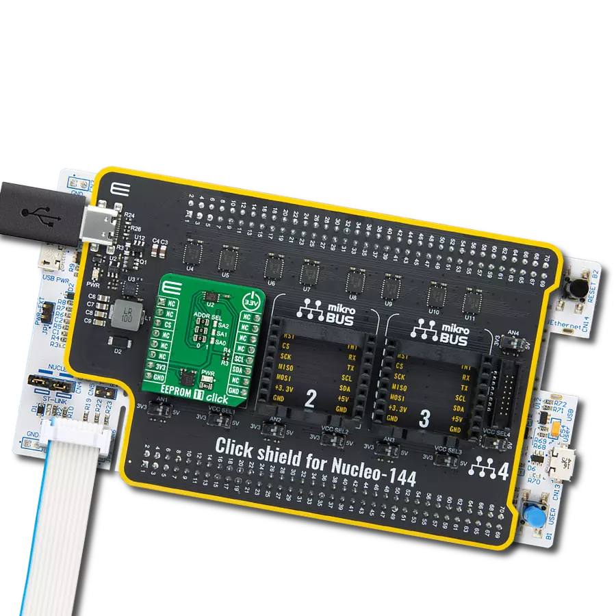 EEPROM 11 Click with Nucleo 144 with STM32F746ZG MCU