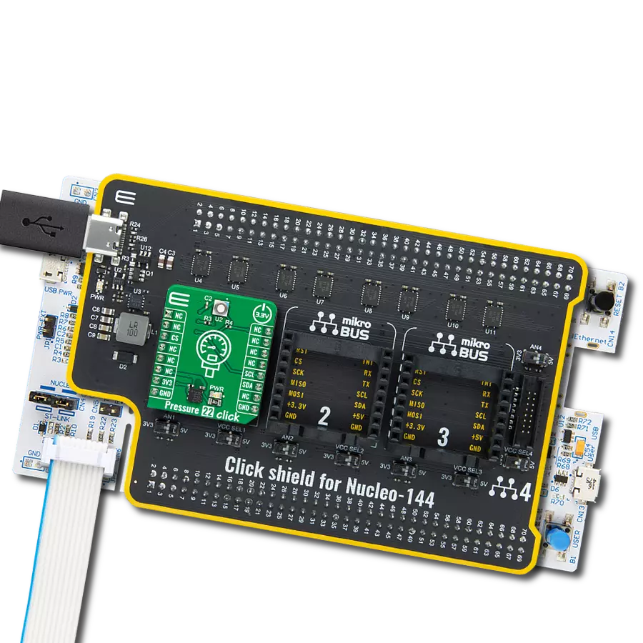 Pressure 22 Click with Nucleo 144 with STM32F303ZE MCU