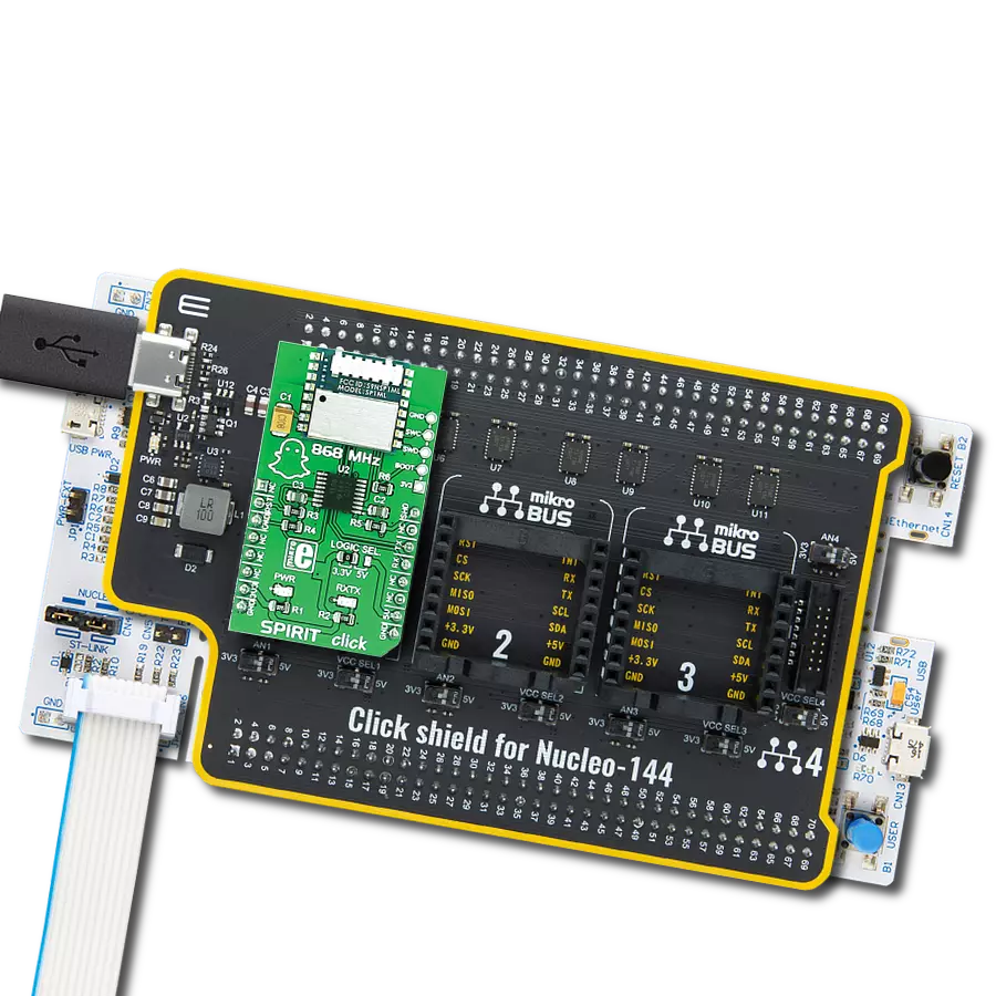 SPIRIT Click with Nucleo 144 with STM32F746ZG MCU