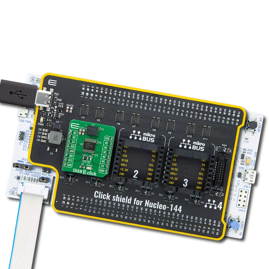 SRAM 3 Click with Nucleo 144 with STM32L4A6ZG MCU