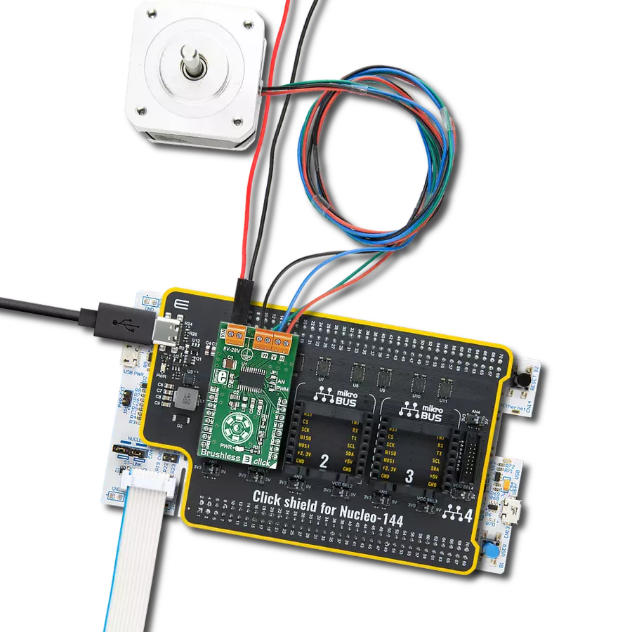 Brushless 3 Click with Nucleo 144 with STM32F207ZG MCU
