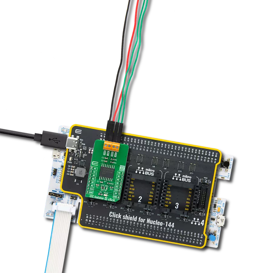 I2C Isolator 4 Click with Nucleo 144 with STM32F207ZG MCU