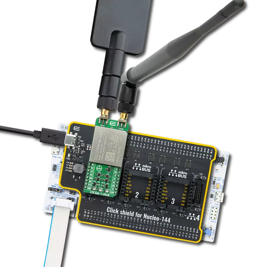 LTE Cat.1-US Click (for United States) with Nucleo 144 with STM32L4A6ZG MCU