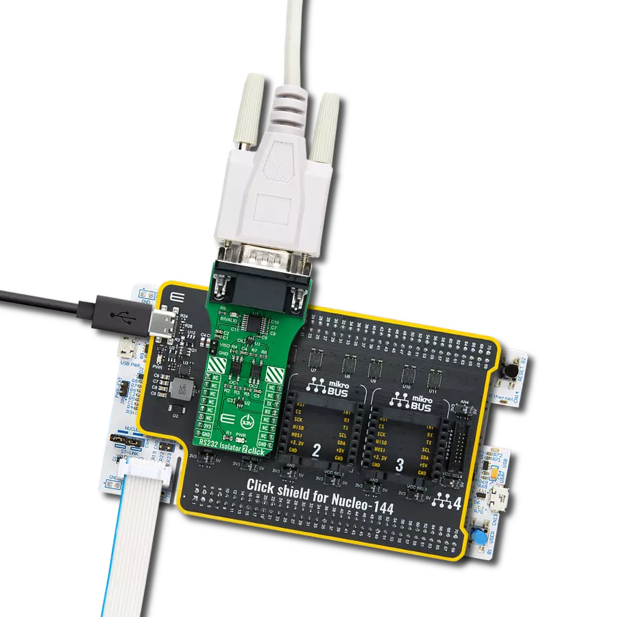 RS232 Isolator 2 Click with Nucleo 144 with STM32F207ZG MCU