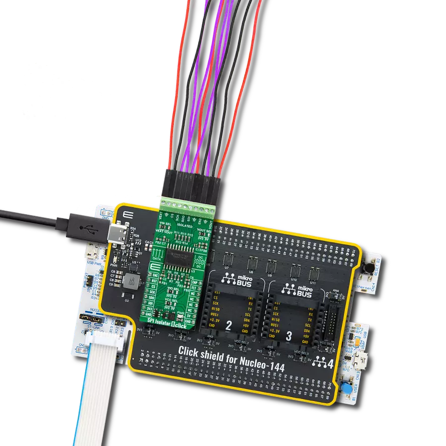 SPI Isolator 8 Click with Nucleo 144 with STM32F439ZI MCU