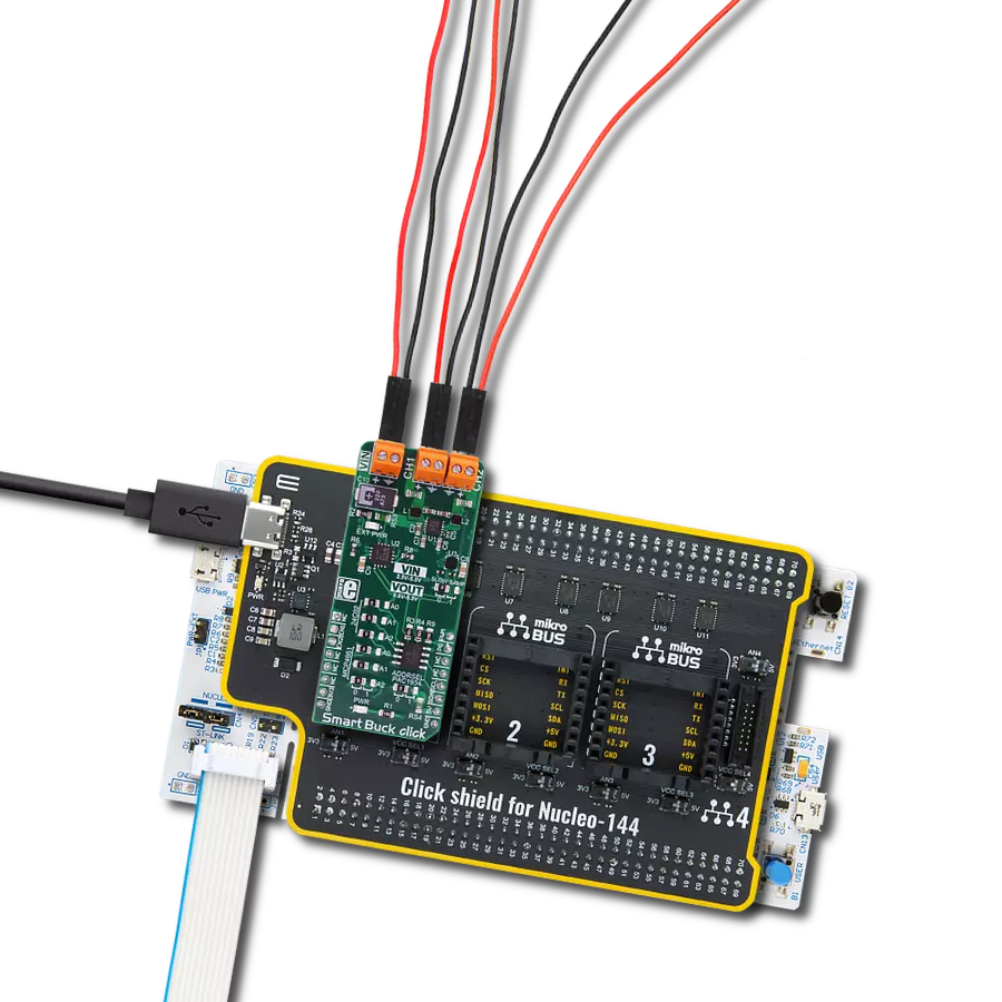 Smart Buck click with Nucleo 144 with STM32F207ZG MCU