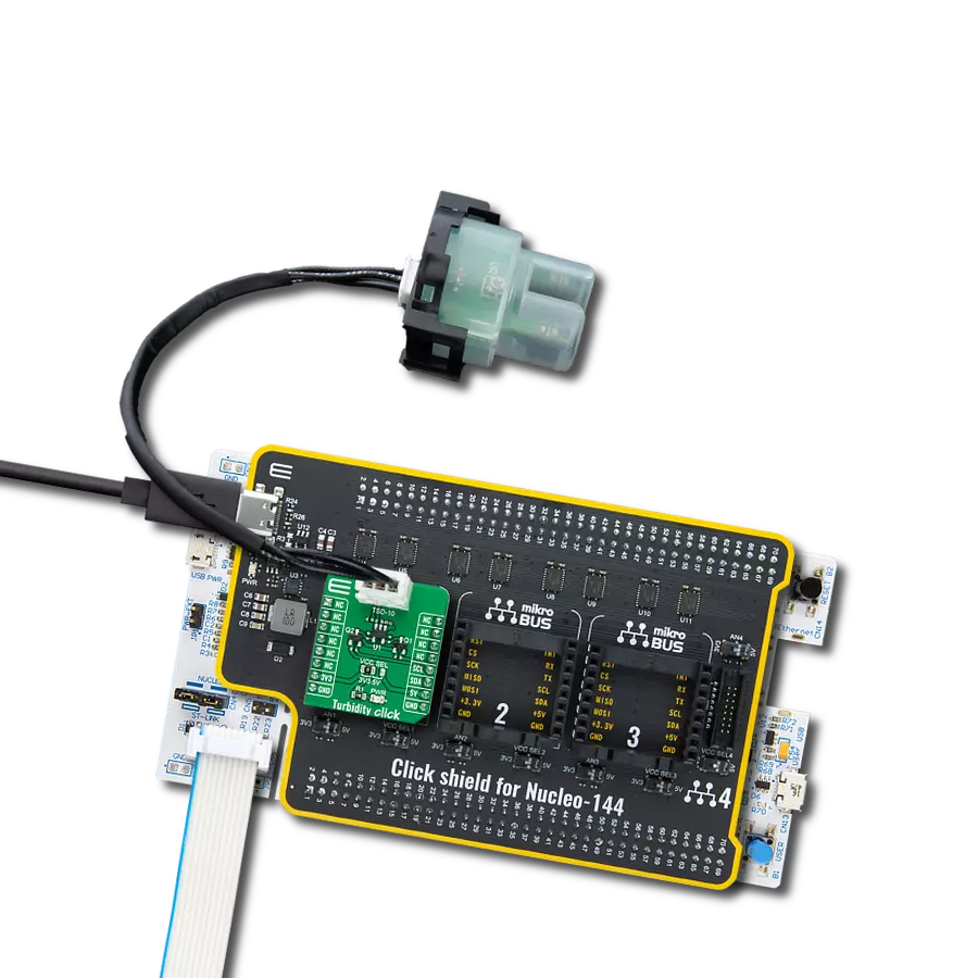 Turbidity Click with Nucleo 144 with STM32F303ZE MCU