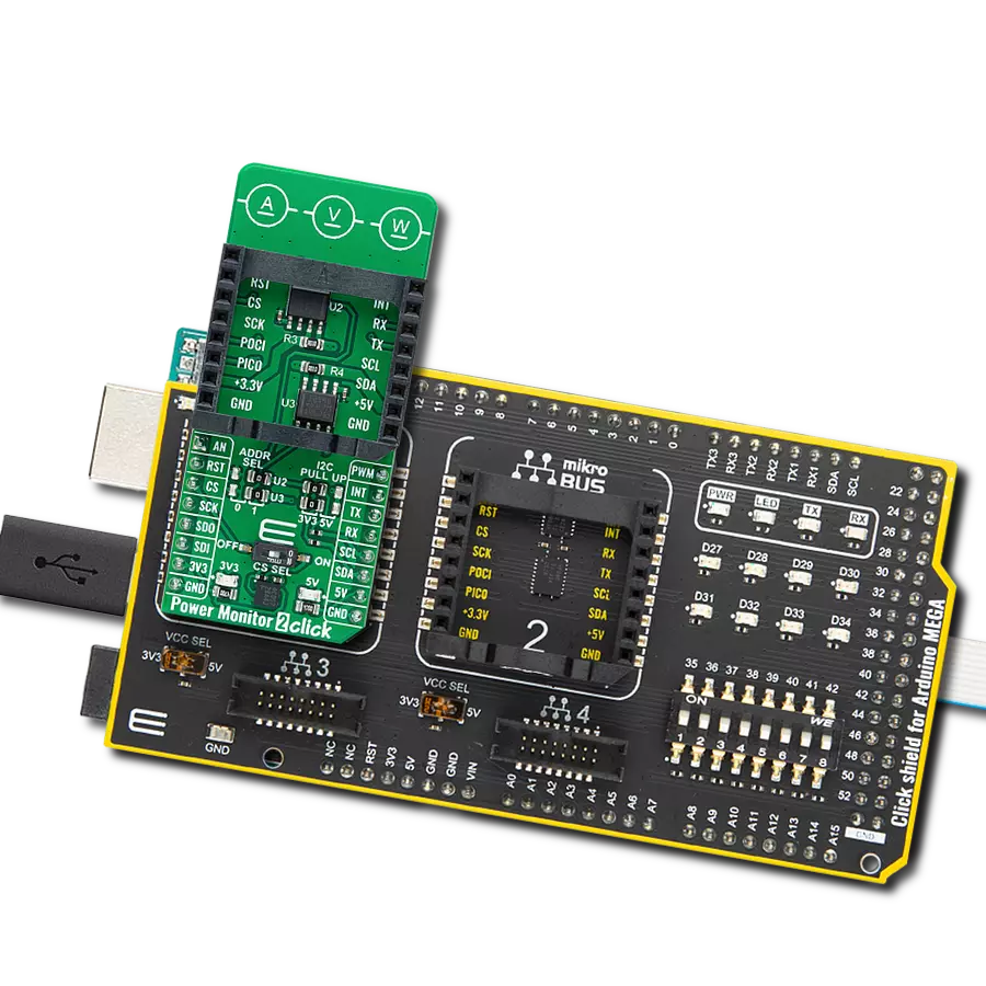 Power Monitor 2 Click with Arduino Mega 2560 Rev3