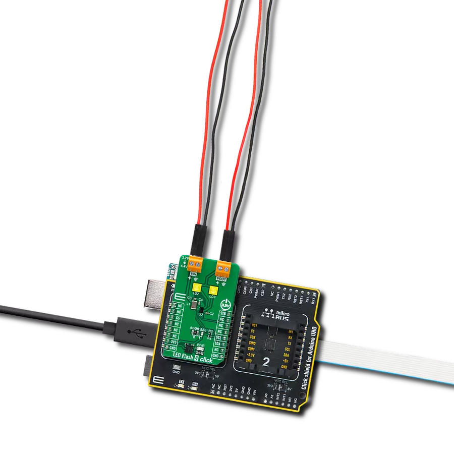 LED Flash 4 Click with Arduino UNO Rev3